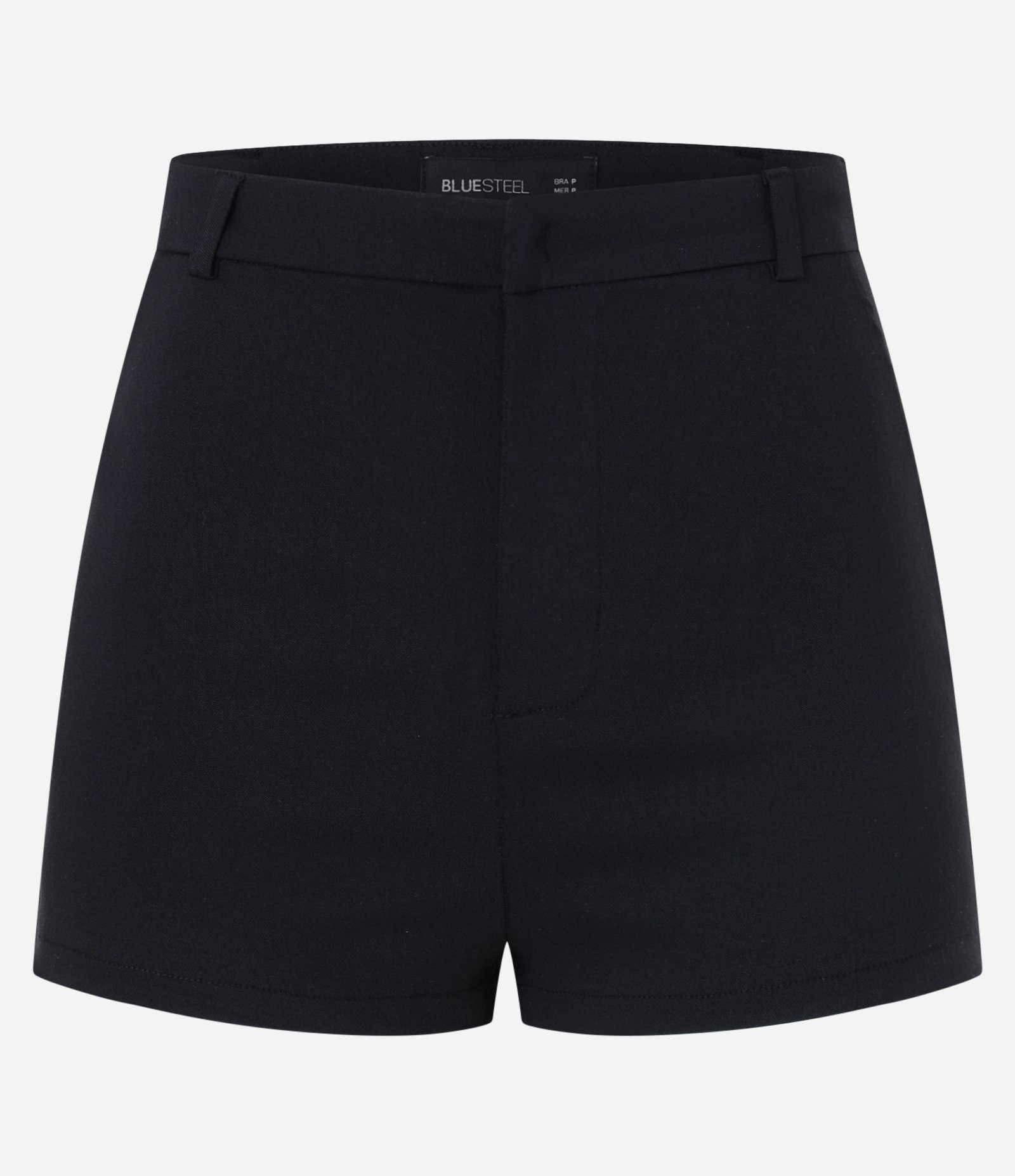Short Curto em Bengaline com Passantes no Cós Preto 1