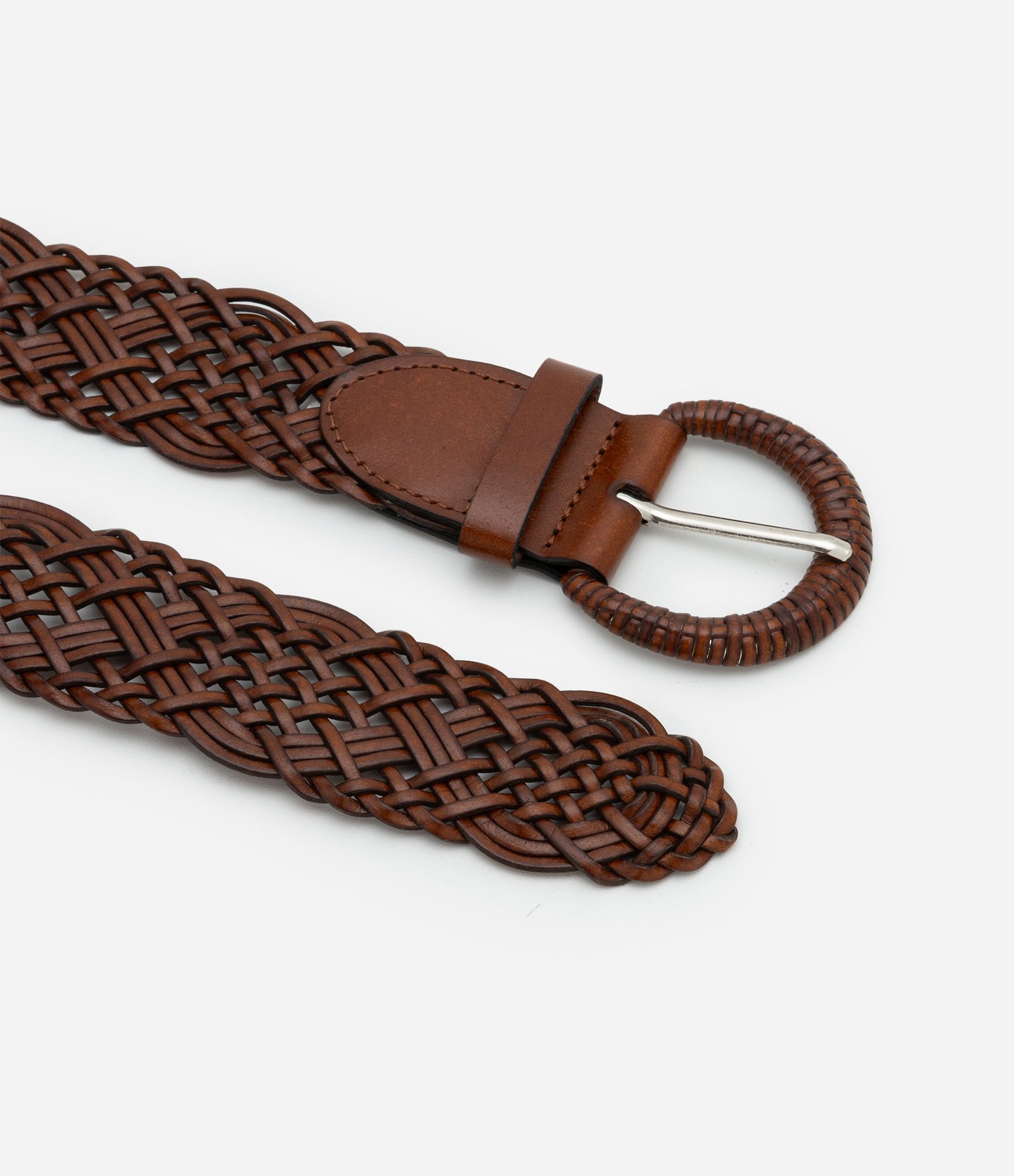 Cinto Largo com Efeito Tressê Boho Romântico Marrom 4