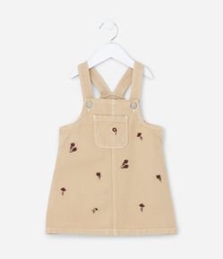 Salopete Infantil Jeans com Bordado Floral - Tam 1 a 6  Anos