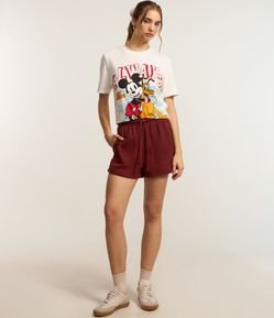 Short em Moletom com Cordão e Cós Elástico