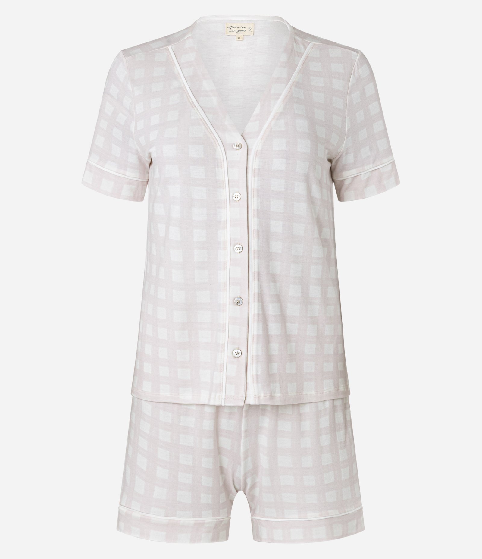Pijama Short Doll em Viscose com Estampa Xadrez Vichy Rosa 5