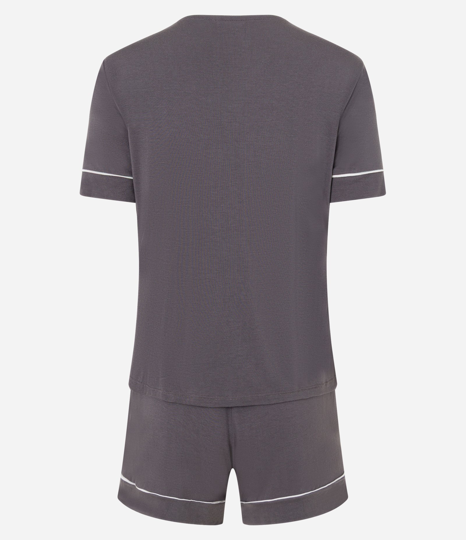 Pijama Short Doll em Viscose com Vieses Contrastantes Cinza 5
