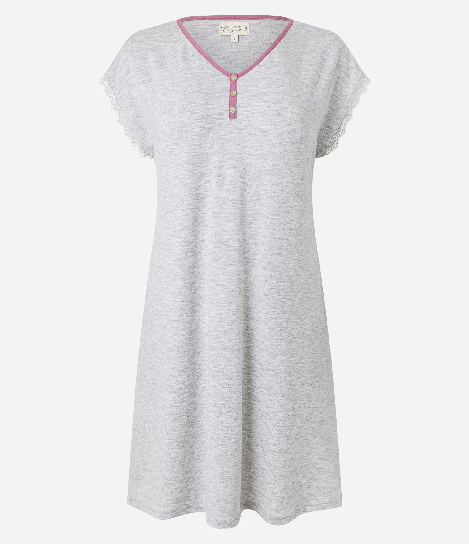 Camisola Curta com Detalhe de Renda e Viés Contrastante Cinza 4