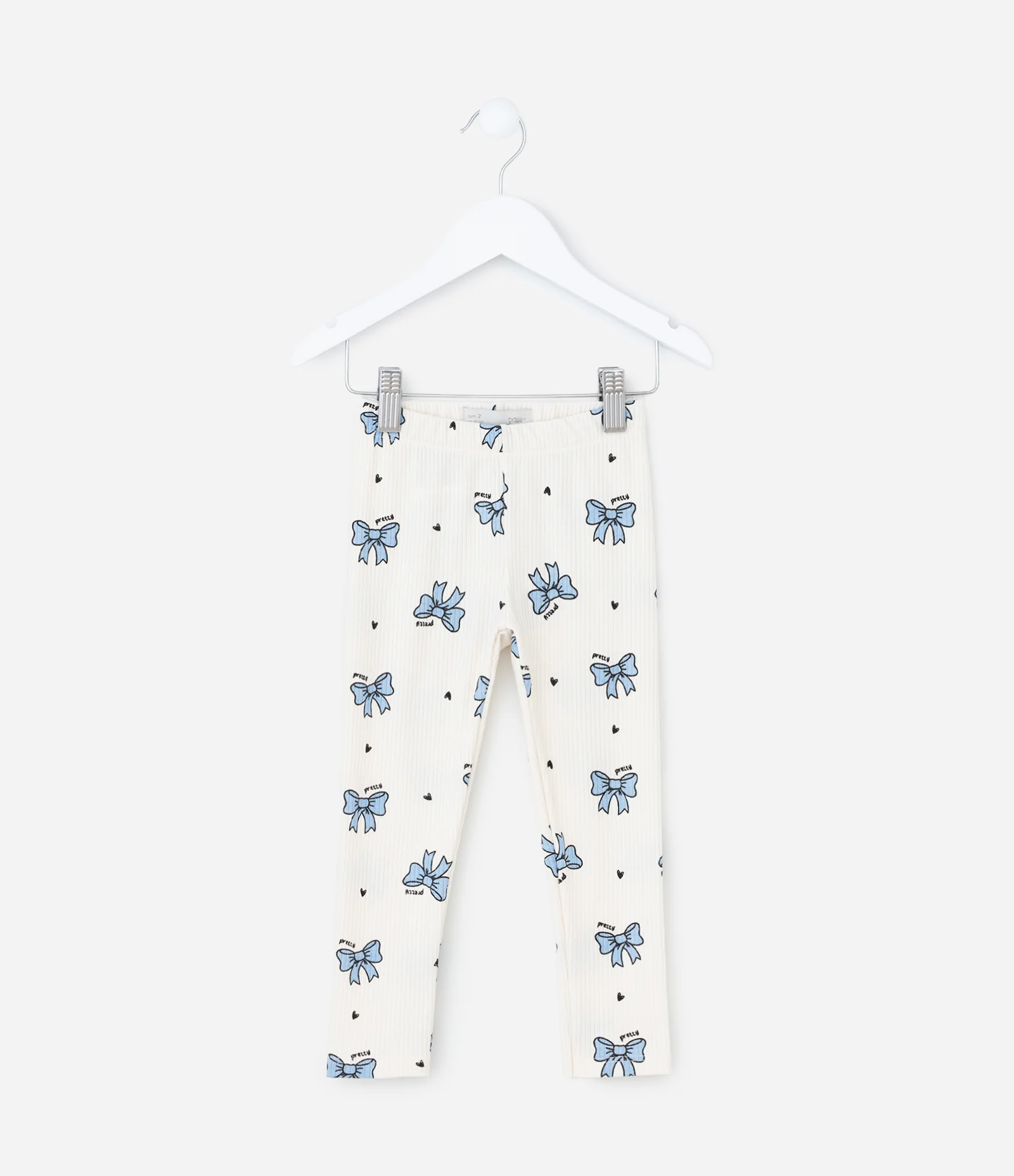 Calça Legging Infantil Canelada Estampa Laços - Tam 1 a 6 Anos Off White 1