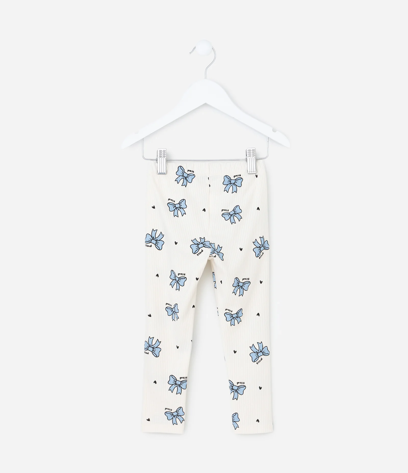 Calça Legging Infantil Canelada Estampa Laços - Tam 1 a 6 Anos Off White 2