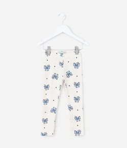 Calça Legging Infantil Canelada Estampa Laços - Tam 1 a 6 Anos