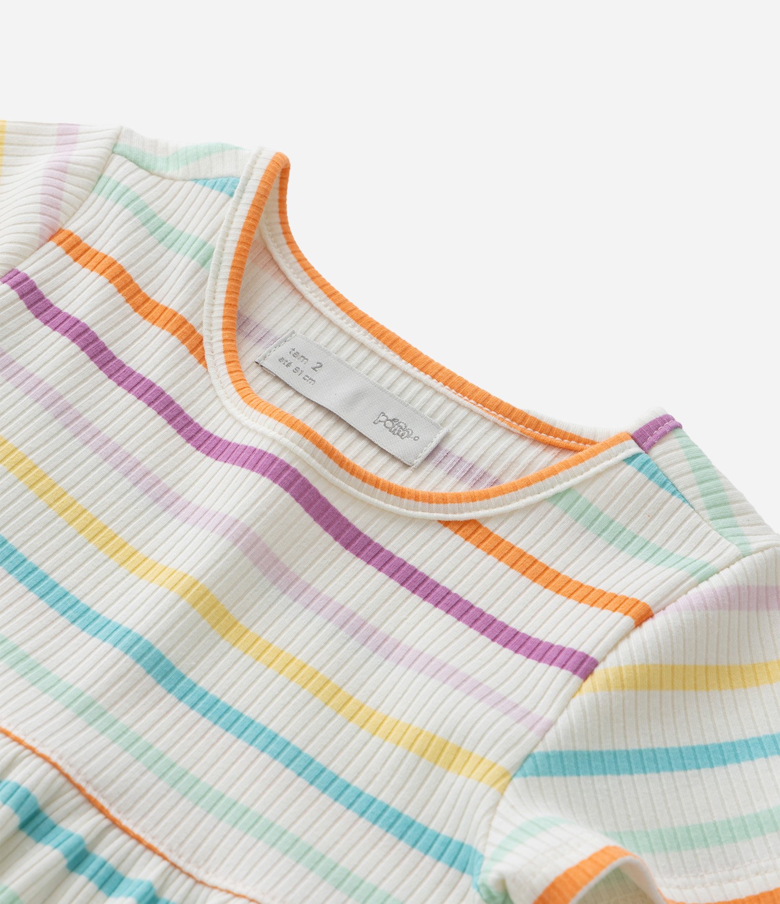 Vestido Infantil Canelado com Estampa Listrada - Tam 1 a 6 Anos Multicores 5