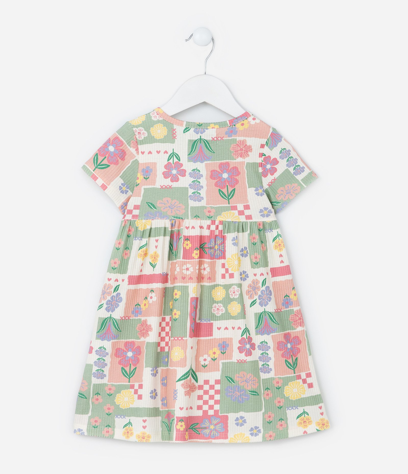 Vestido Infantil Canelado com Estampa Floral - Tam 1 a 6 Anos Multicores 3
