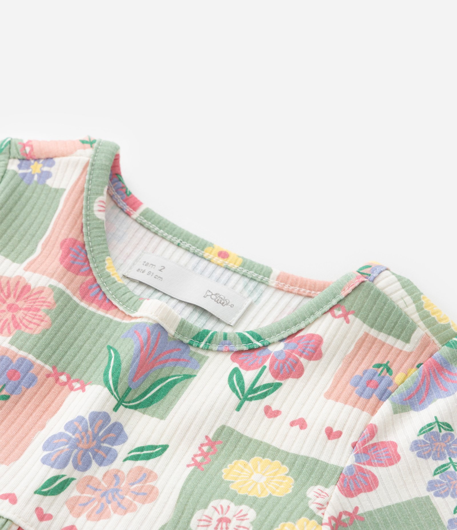 Vestido Infantil Canelado com Estampa Floral - Tam 1 a 6 Anos Multicores 5