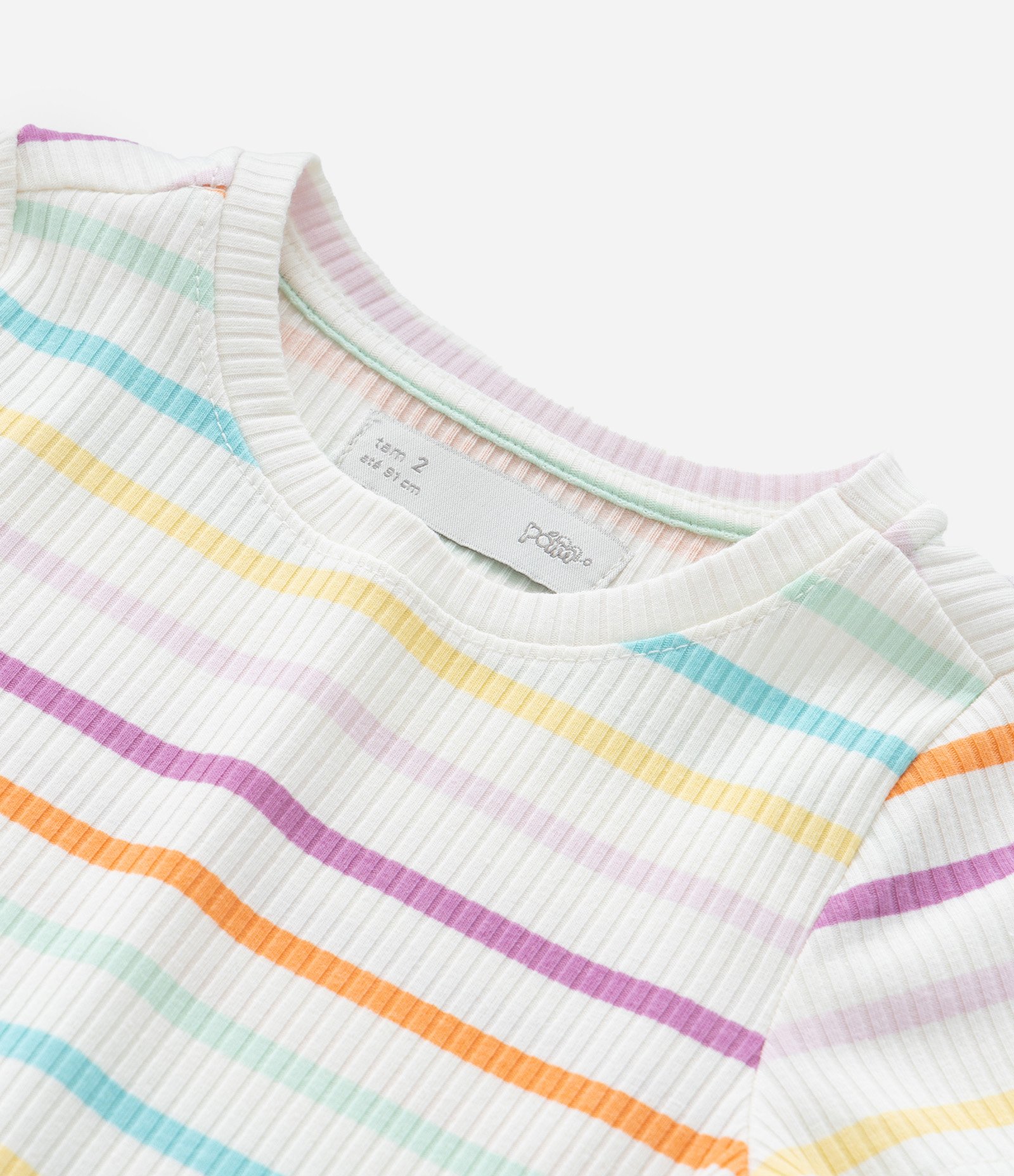 Blusa Infantil Canelada com Listras Coloridas -Tam 1 a 5/6 Anos Branco/Roxo/Azul/Laranja 4