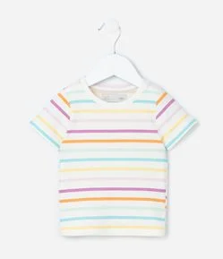 Blusa Infantil Canelada com Listras Coloridas -Tam 1 a 5/6 Anos