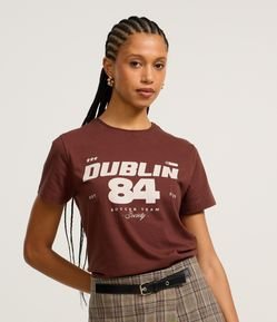 Blusa Baby Look em Algodão com Lettering Dublin 84