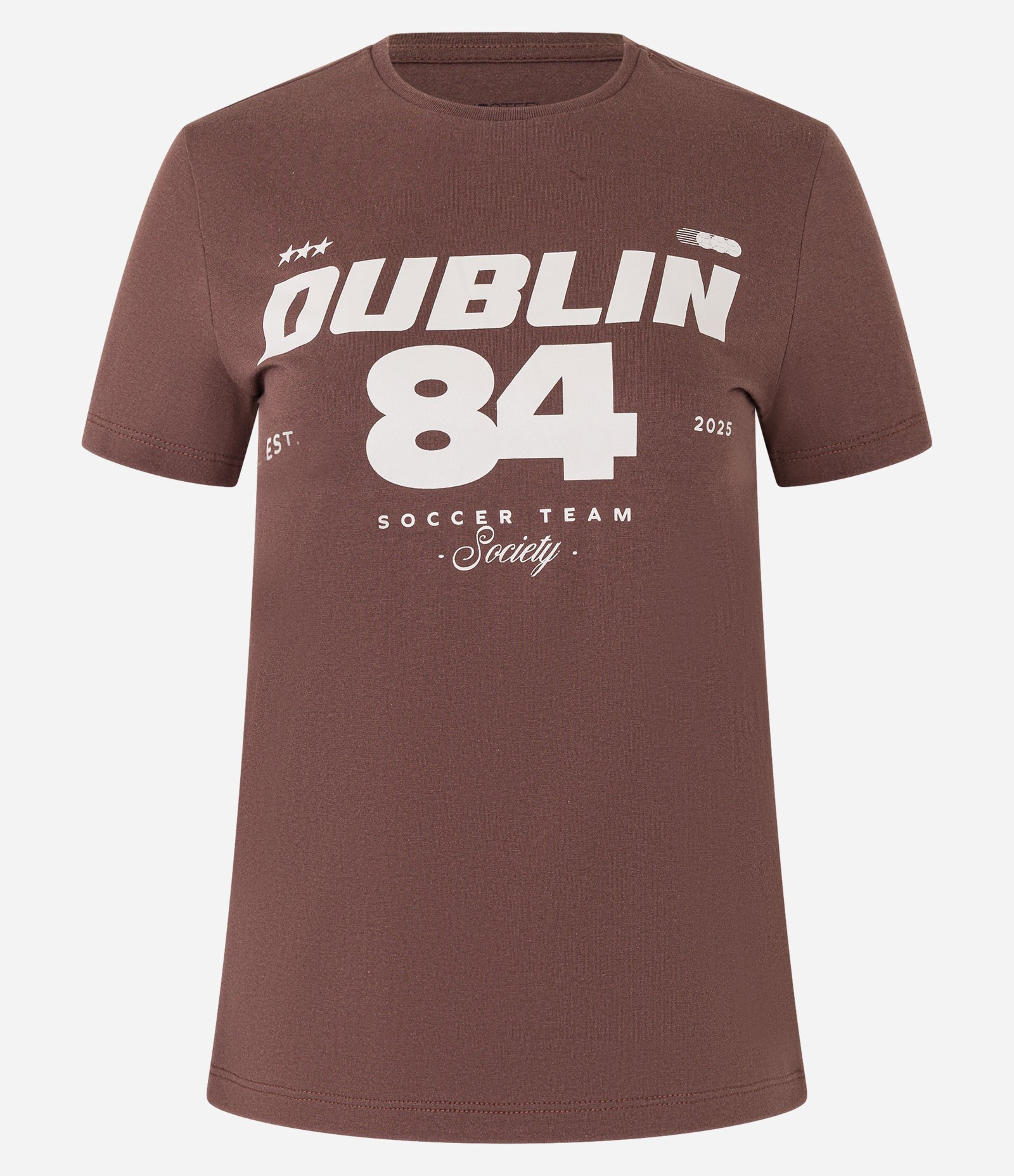 Blusa Baby Look em Algodão com Lettering Dublin 84 Marrom 5