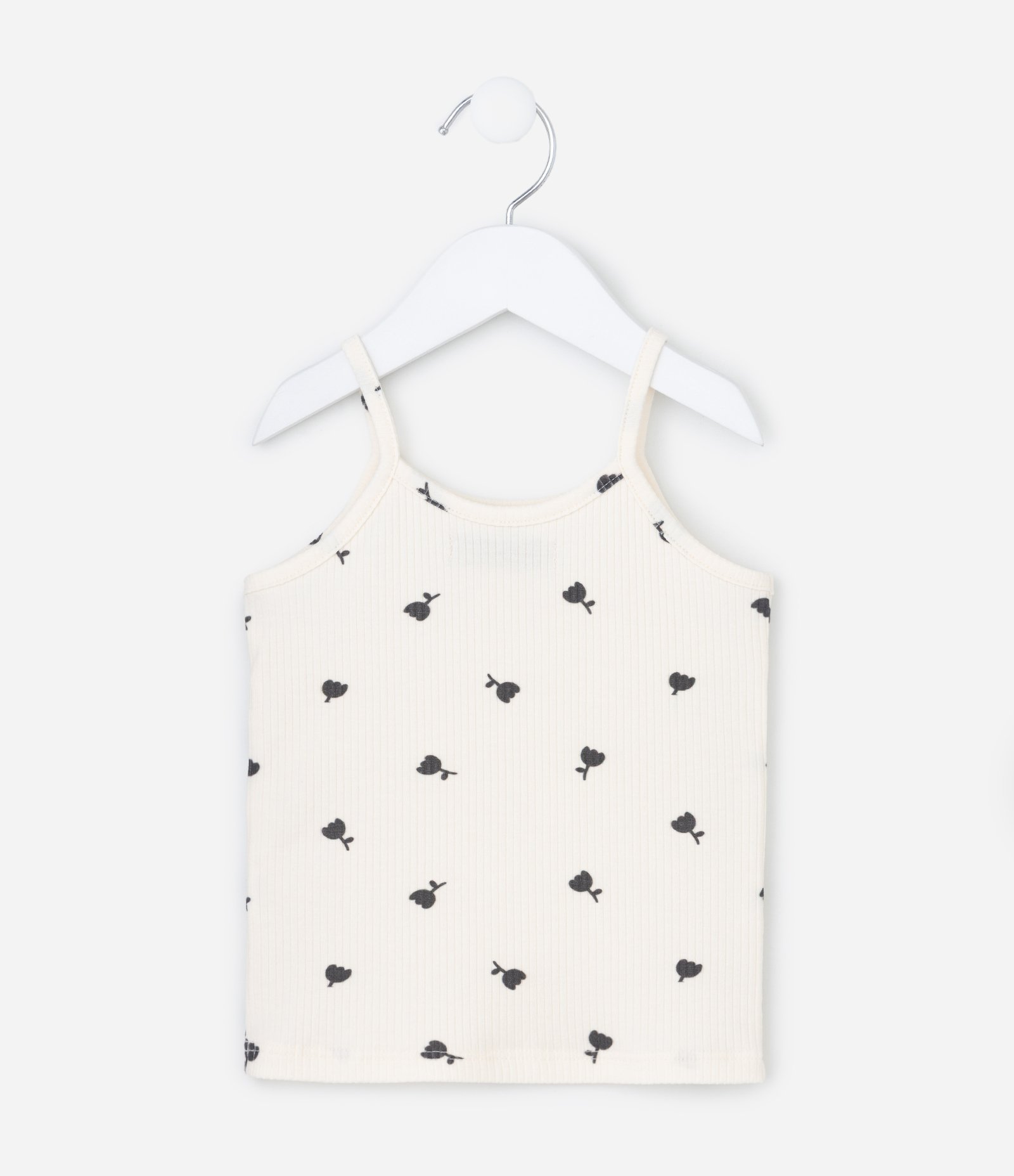 Regata Canelada com Estampa de Tulipas - Tam 1 a 6 anos Off White 3