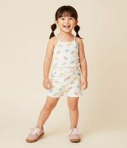 Short Infantil Canelado com Estampa Borboletas - Tam 1 a 6 Anos
