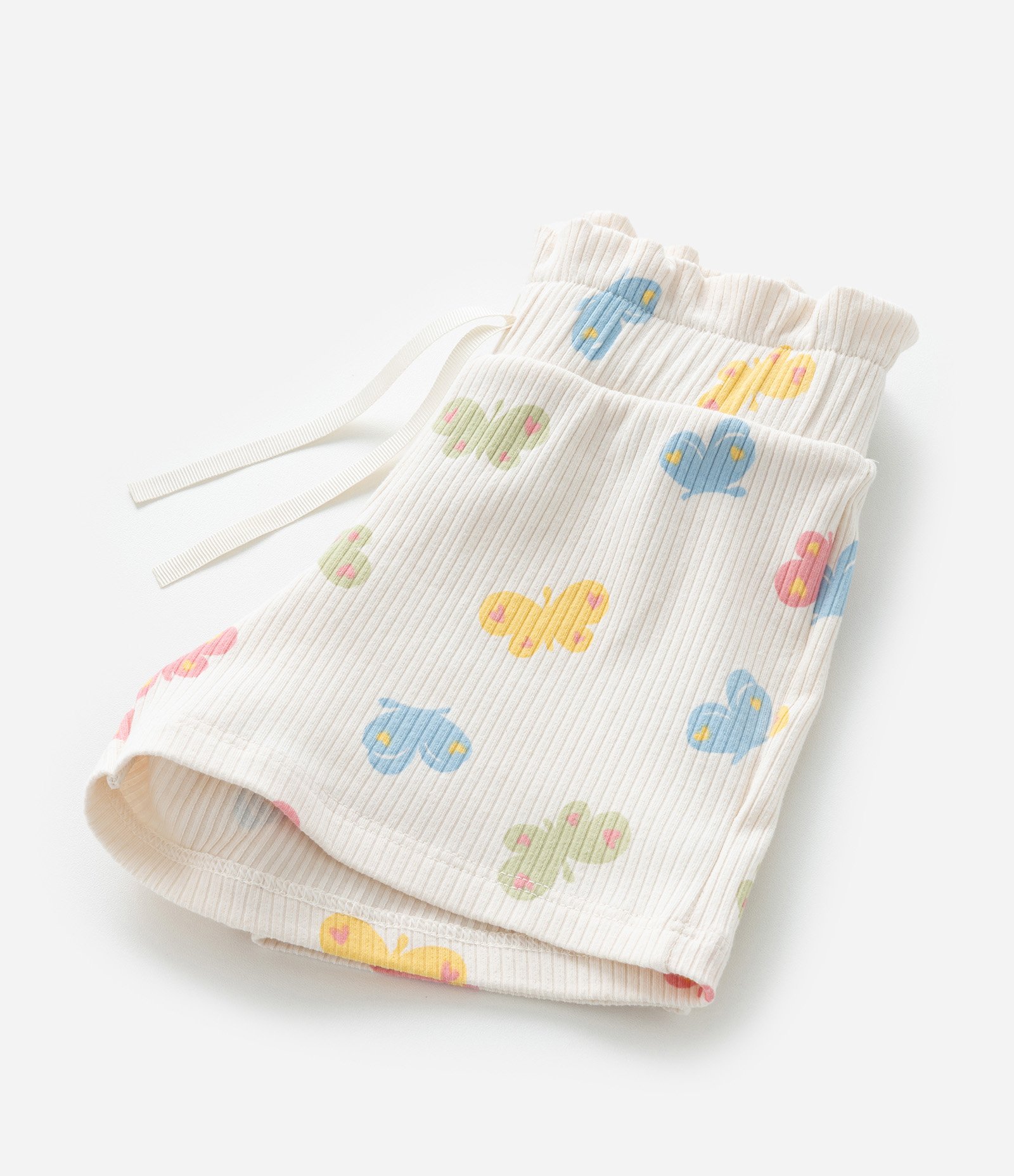 Short Infantil Canelado com Estampa Borboletas - Tam 1 a 6 Anos Bege 4