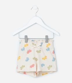 Short Infantil Canelado com Estampa Borboletas - Tam 1 a 6 Anos