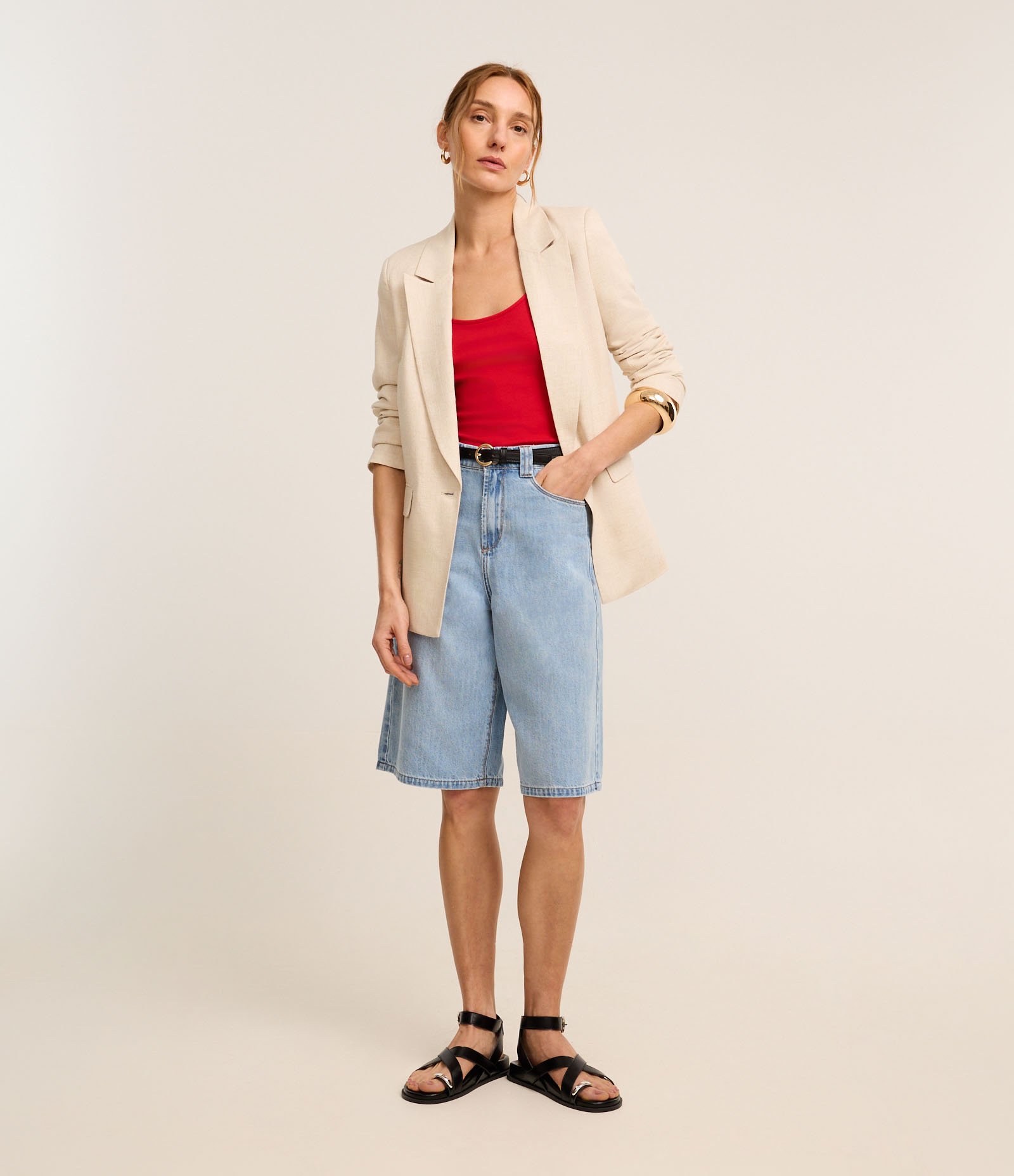 Blusa Básica de Alcinha em Algodão Peruano Vermelho 2