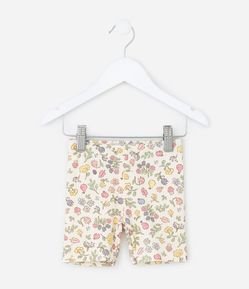 Short Ciclista Infantil Canelado com Estampa Floral - Tam 1 a 6 Anos