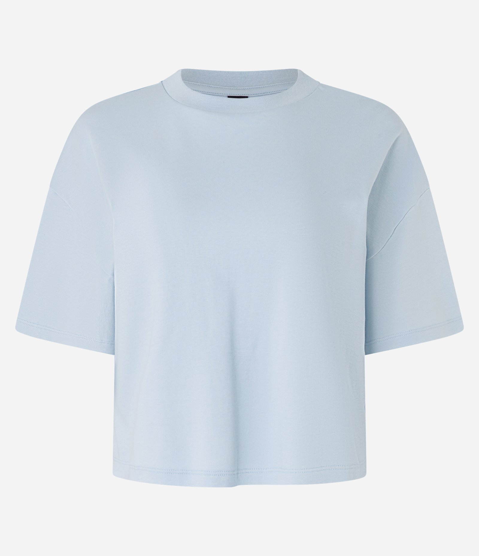 Camiseta Boxy em Algodão Peruano com Manga Ampla Azul 5