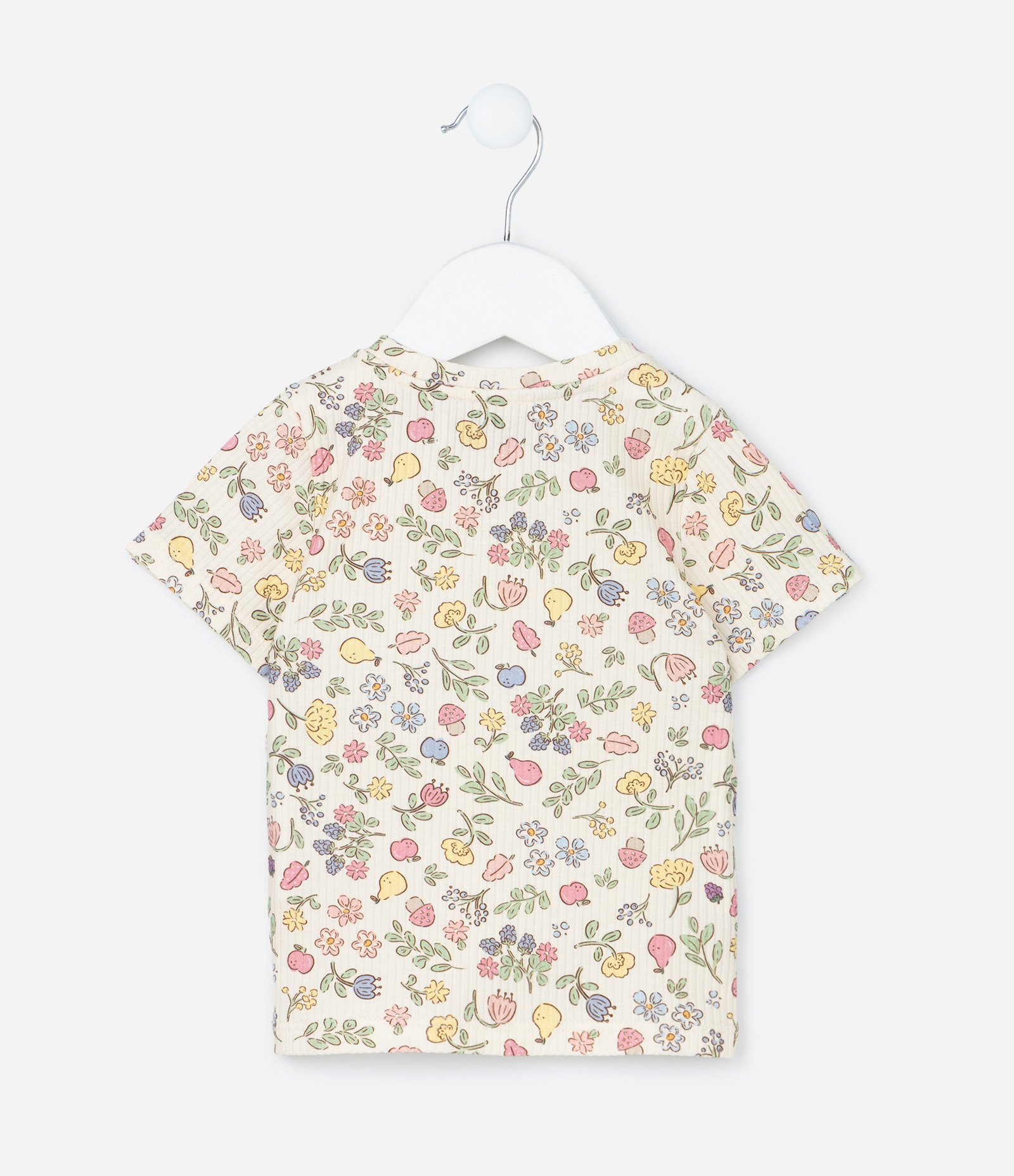 Blusa Infantil Canelada com Estampa Floral - Tam 1 a 6 Anos Bege 2