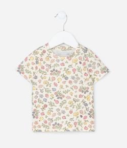 Blusa Infantil Canelada com Estampa Floral - Tam 1 a 6 Anos