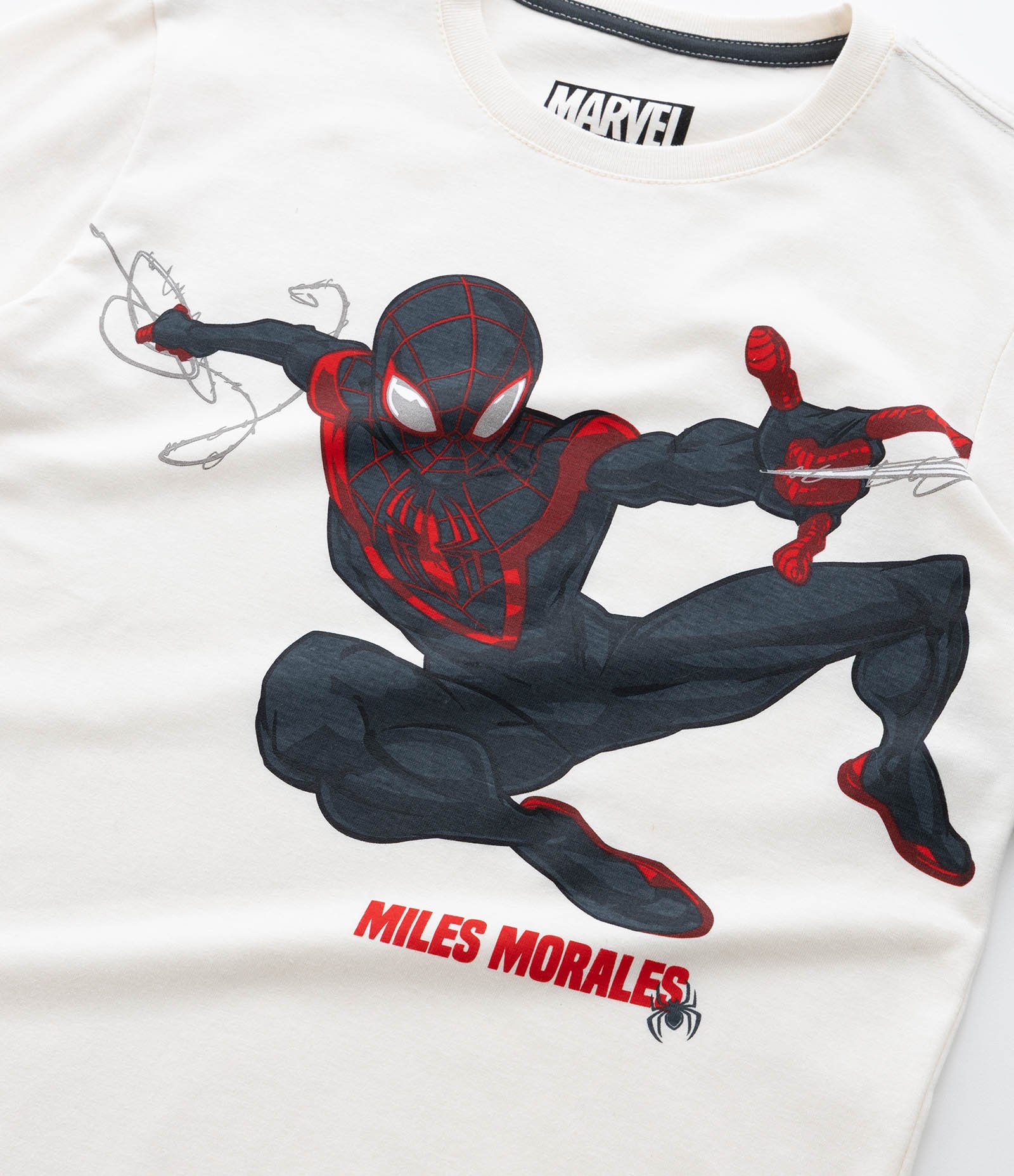 Camiseta Infantil com Estampa Homem-Aranha Miles Morales - Tam 5 a 14 Anos Off White/Preto 5