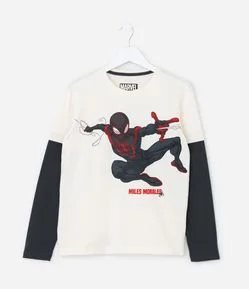 Camiseta Infantil com Estampa Homem-Aranha Miles Morales - Tam 5 a 14 Anos