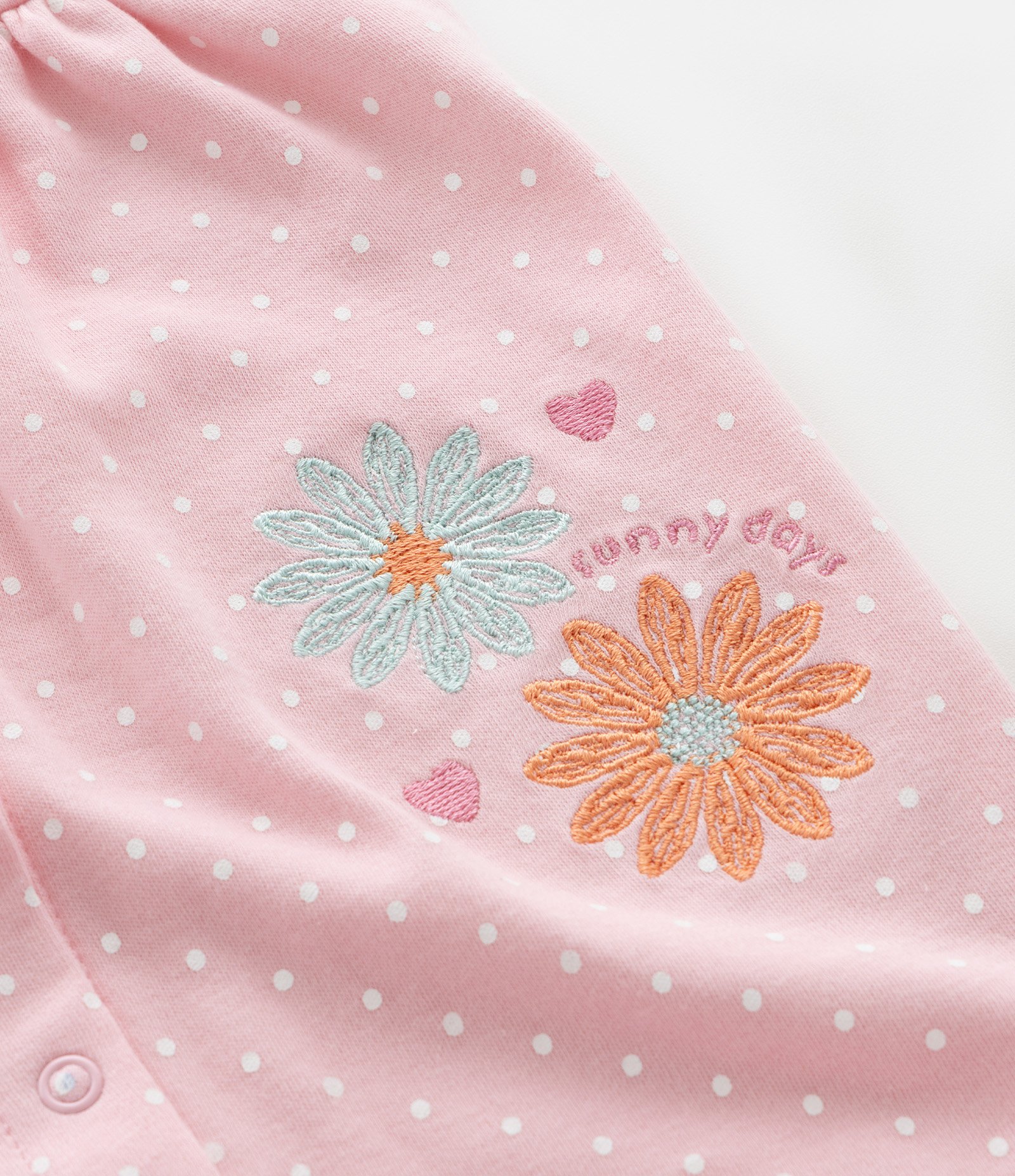 Macaquinho Infantil com Estampa Poá e Bordado de Flores - Tam 0 a 18 Meses Rosa 8