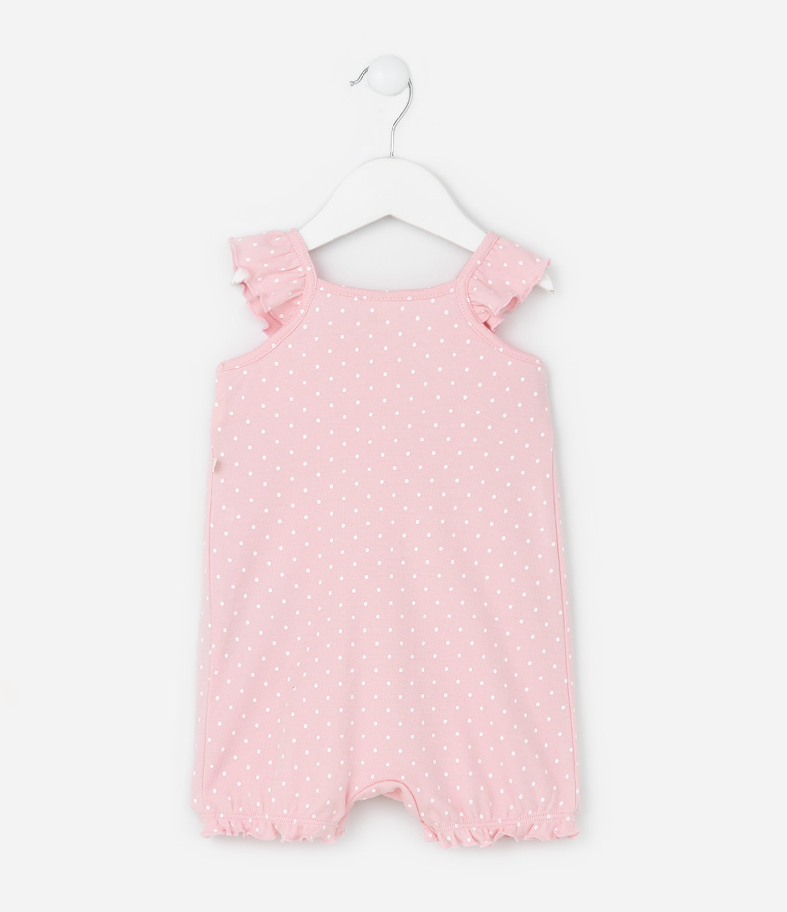 Macaquinho Infantil com Estampa Poá e Bordado de Flores - Tam 0 a 18 Meses Rosa 2