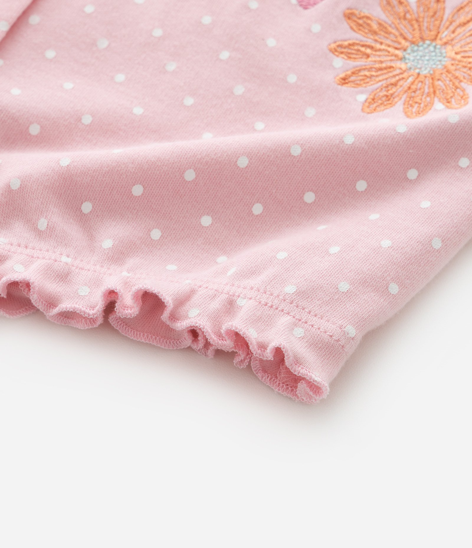 Macaquinho Infantil com Estampa Poá e Bordado de Flores - Tam 0 a 18 Meses Rosa 4