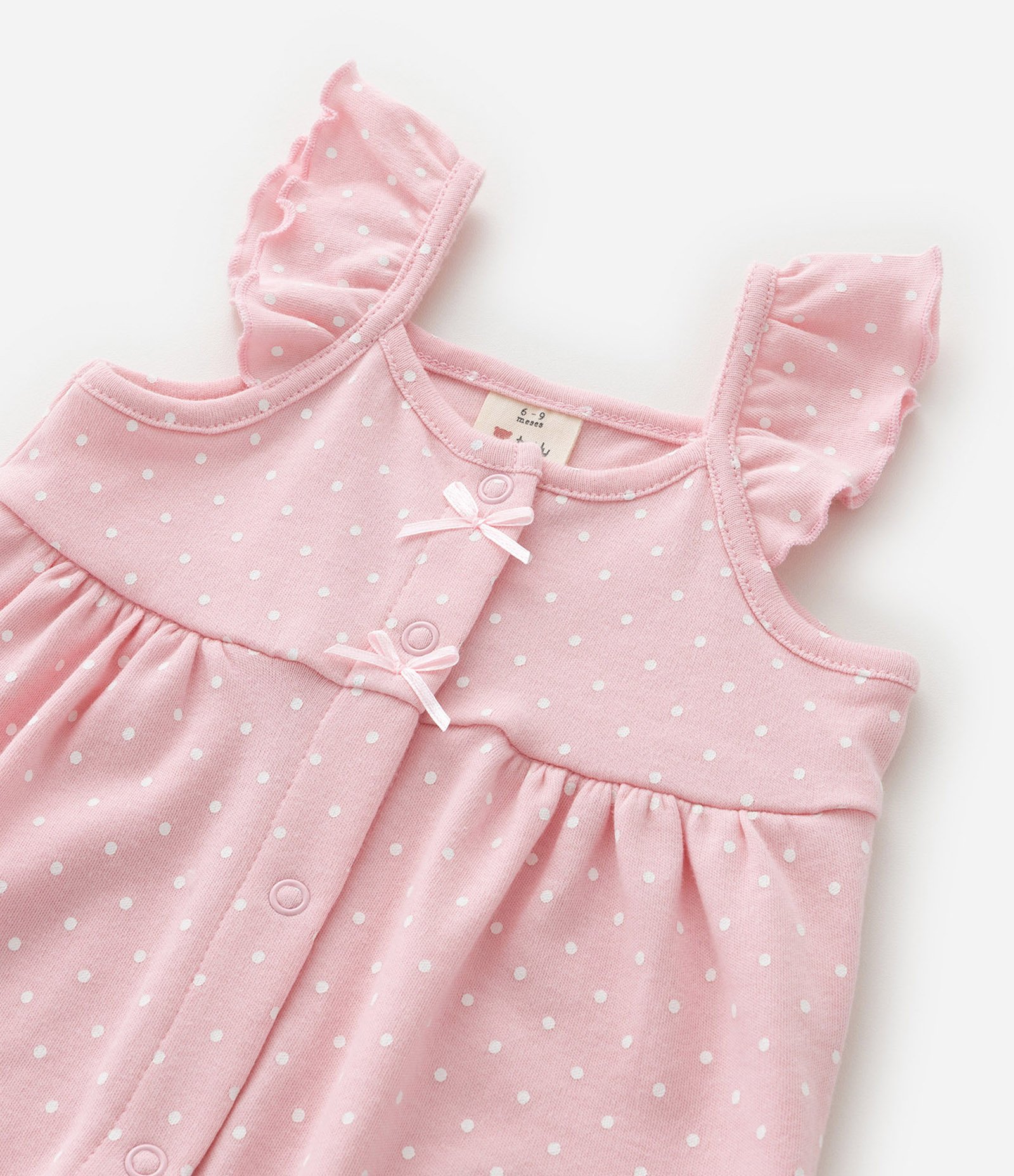 Macaquinho Infantil com Estampa Poá e Bordado de Flores - Tam 0 a 18 Meses Rosa 7