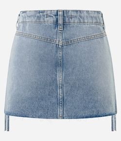 Saia Curta em Jeans com Bolso Carpinteiro