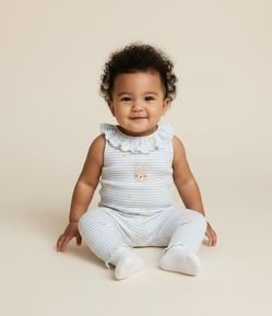 Regata Infantil com Babado e Listras - Tam 0 a 18 meses