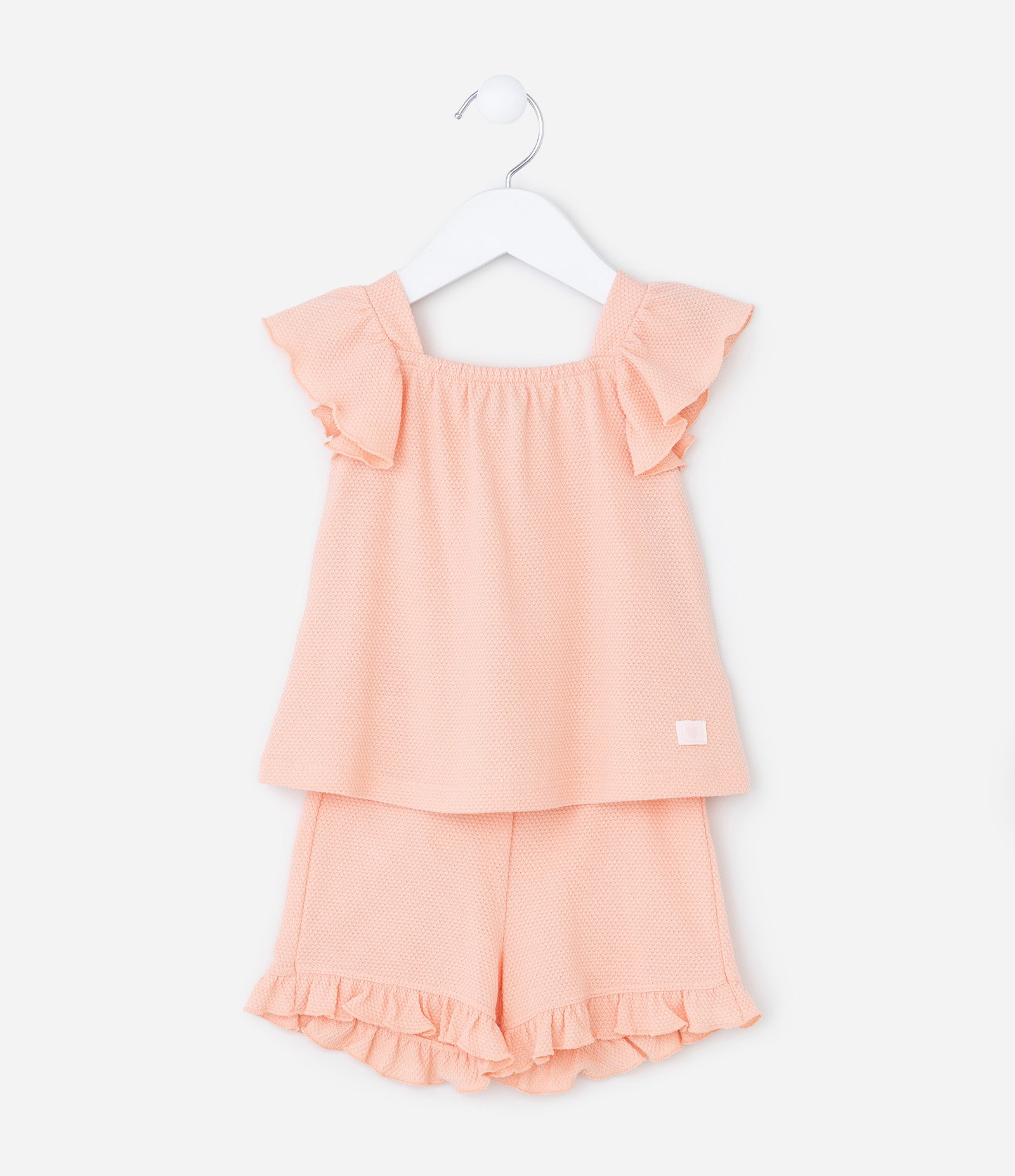 Conjunto Infantil Texturizado com Babadinhos - Tam 0 a 18 meses Rosa Pêssego 3