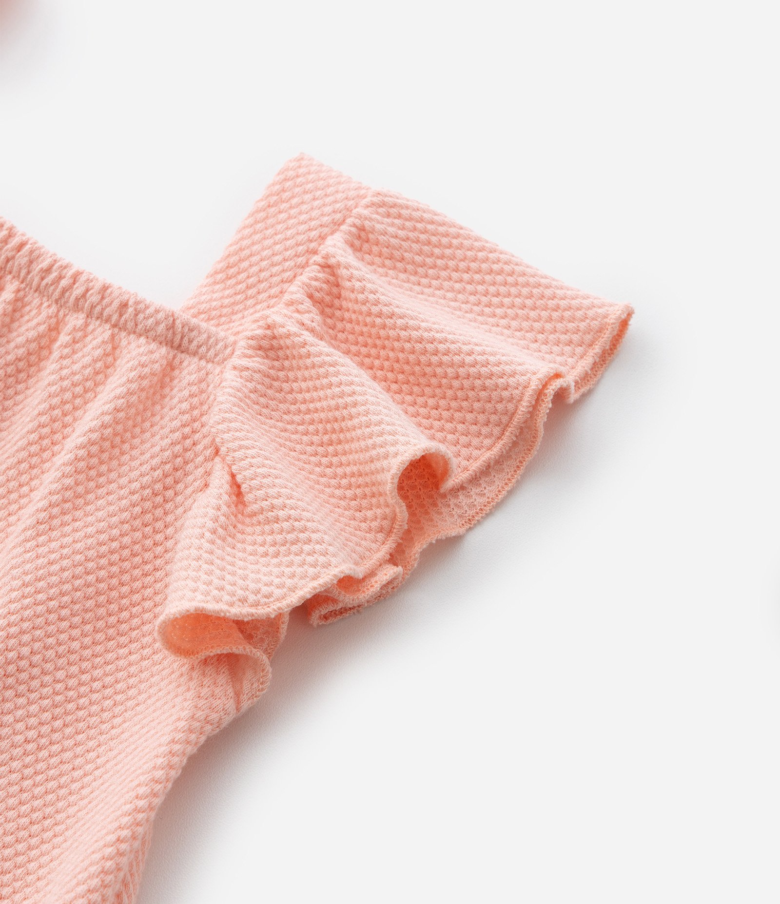 Conjunto Infantil Texturizado com Babadinhos - Tam 0 a 18 meses Rosa Pêssego 8