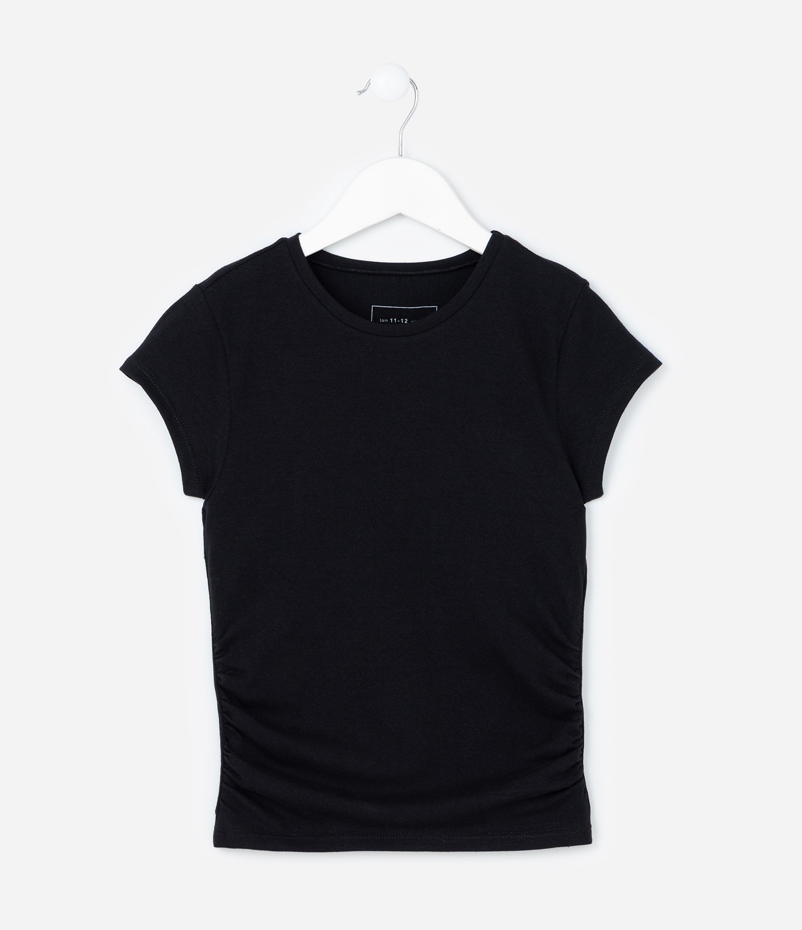Blusa Infantil em Algodão com Drapeado Lateral - Tam 5 a 14 anos Preto 2