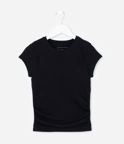 Blusa Infantil em Algodão com Drapeado Lateral - Tam 5 a 14 anos