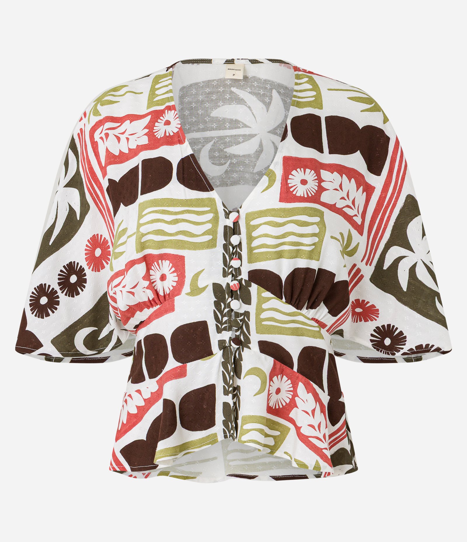 Blusa em Viscose com Estampa Geométrica Tropical Multicores 5