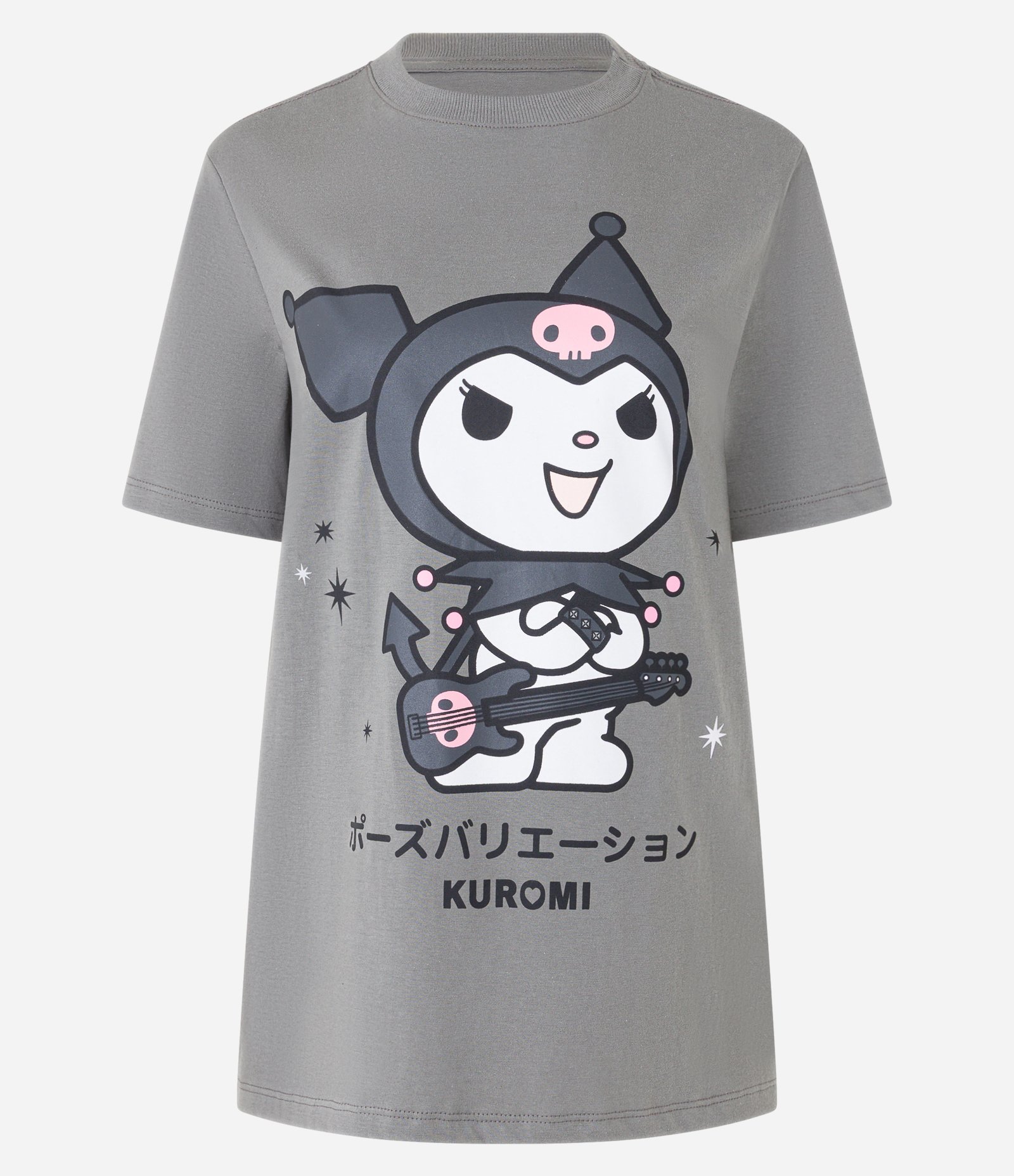 Camiseta T-shirt em Algodão com Estampa Kuromi Cinza 4