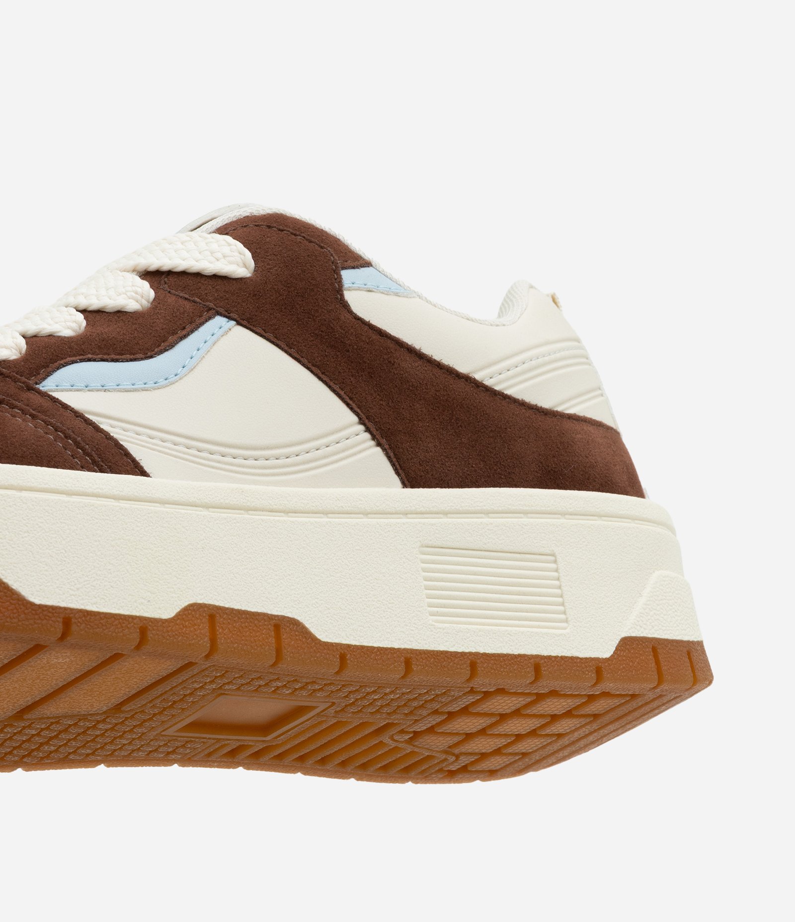 Tênis Cano Baixo com Recortes Bege/Marrom/Azul 3