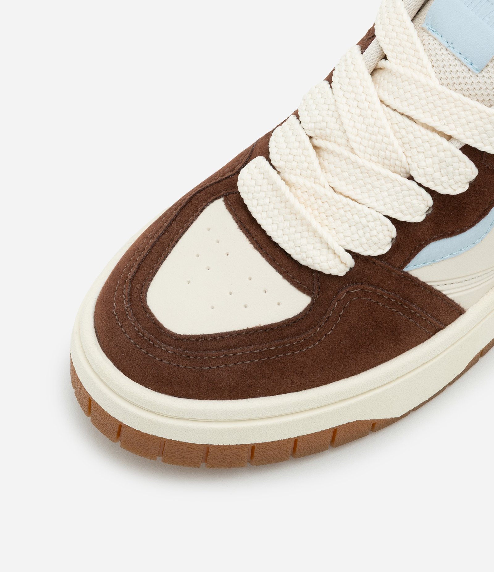 Tênis Cano Baixo com Recortes Bege/Marrom/Azul 4