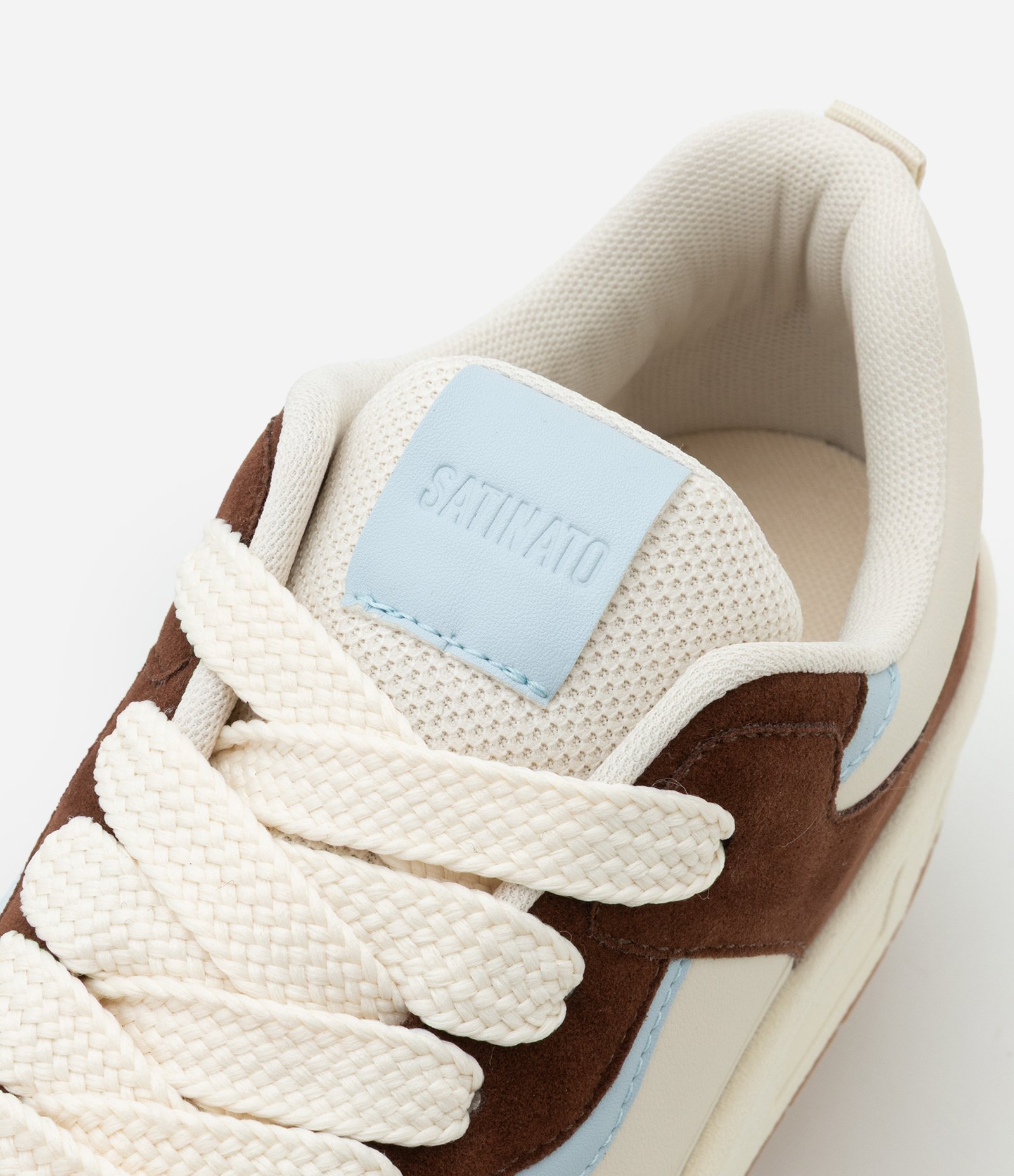 Tênis Cano Baixo com Recortes Bege/Marrom/Azul 5