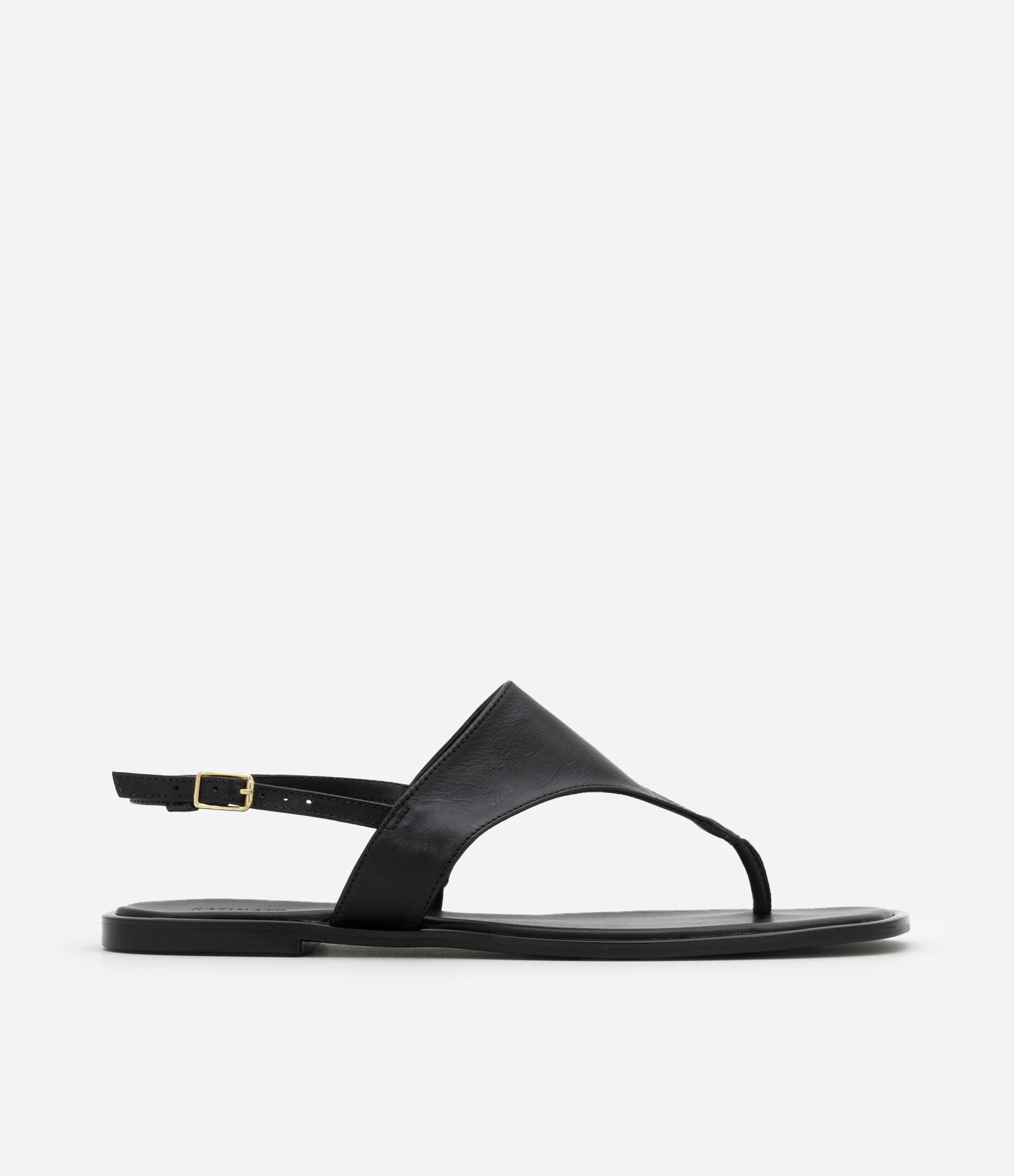 Sandália Rasteira de Couro com Fivela para Fechamento 1