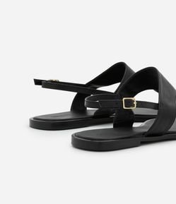 Sandália Rasteira de Couro com Fivela para Fechamento