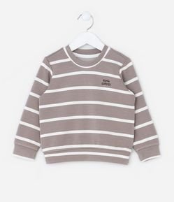 Blusão Infantil com Estampa de Listras Fio Tinto e Bordado - Tam 1 a 6 Anos