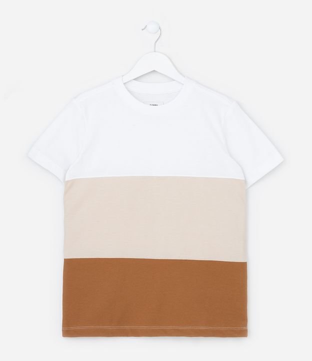 Camiseta Infantil em Malha com Blocos de Cores - Tam 5 a 14 anos