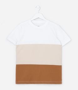 Camiseta Infantil em Malha com Blocos de Cores - Tam 5 a 14 anos