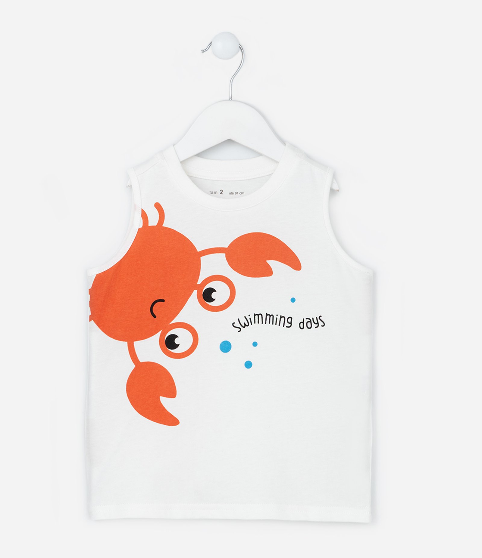 Conjunto Infantil com Estampa de Caranguejo - Tam 1 a 6 Anos Branco/Laranja 2