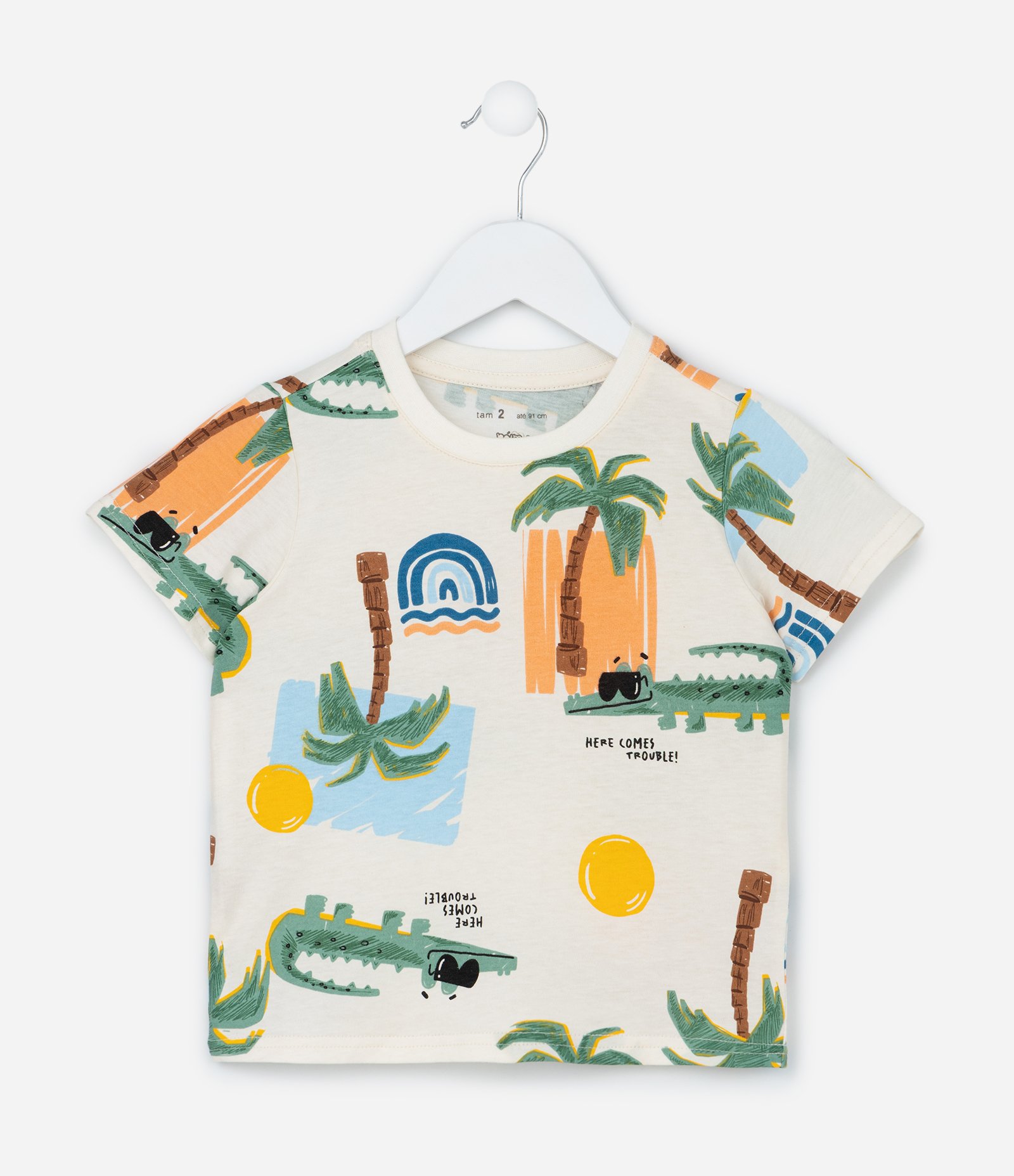 Conjunto Infantil com Estampa Coqueiros - Tam 1 a 6 Anos Verde 2